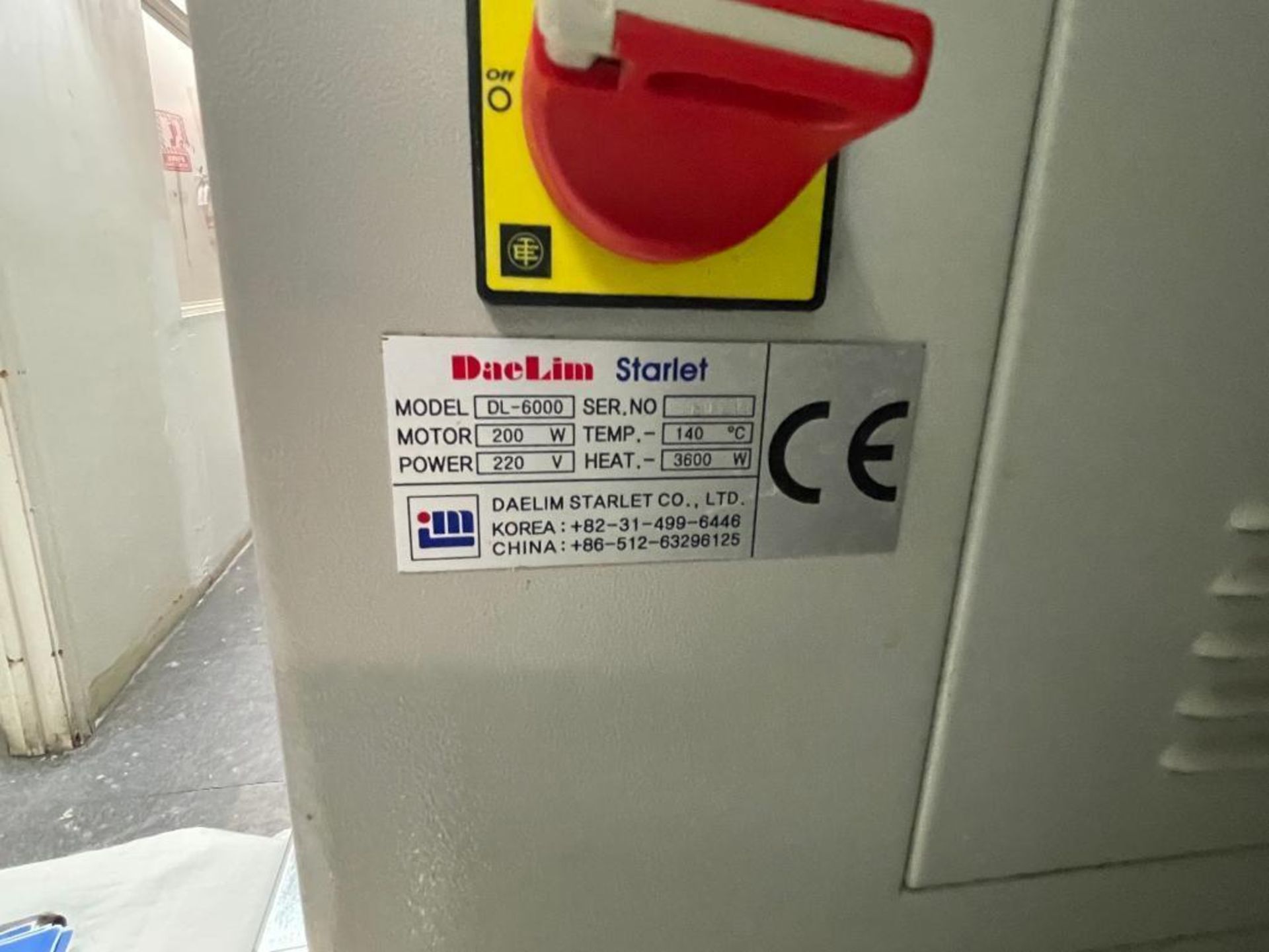 Dae Lim Lab Infrared Dye Machine Starlet 2 Model DL6000 Year 2011 SER#0810211 - Image 3 of 3