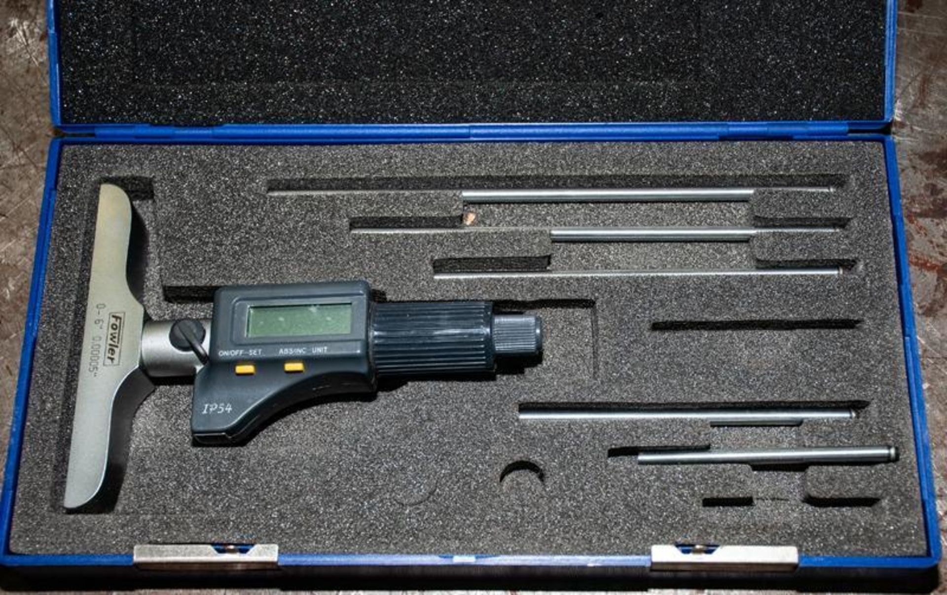 electronic 0-6" depth micrometer & Fowler 0-3" micrometer set