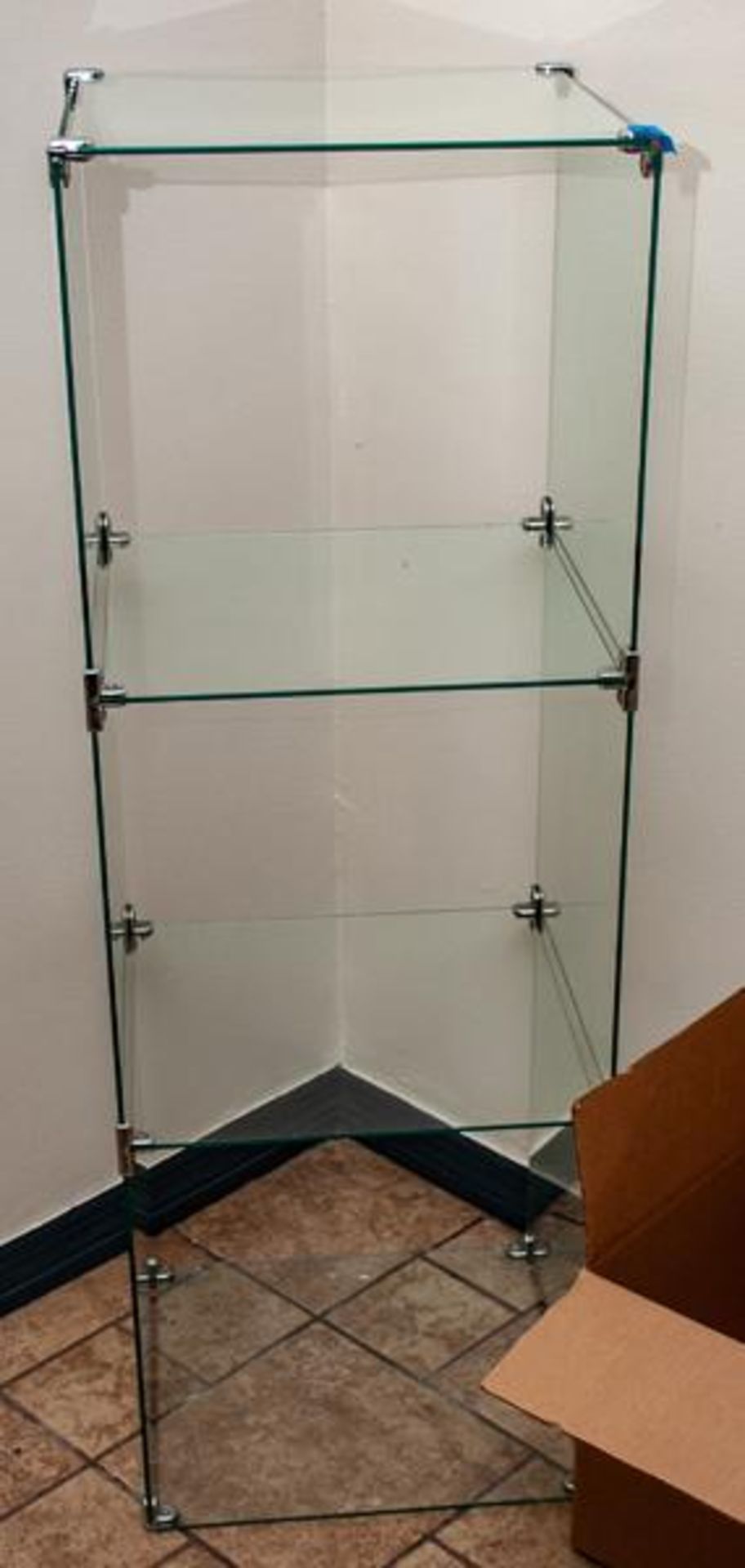Conference room table 110" x 44" (6) chairs, glass shelving unit, nothing attached to walls - Image 2 of 2