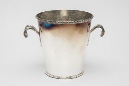 A SILVER PLATED TWIN HANDLED WINE COOLER (2)