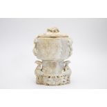 A CARVED JADE/HARDSTONE CENSER AND COVER