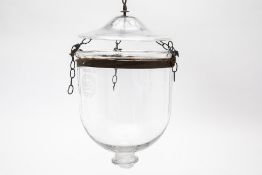 A VAL ST LAMBERT ETCHED GLASS HALL LANTERN