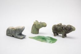 THREE HARDSTONE CARVINGS OF ANIMALS