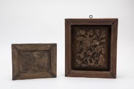 TWO CAMBODIAN FRAMED WOODEN CARVINGS