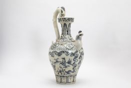 A BLUE AND WHITE CHICKEN HEAD EWER