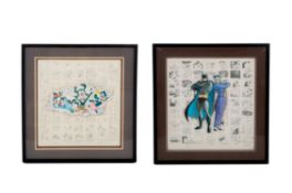 A FRAMED BATMAN & JOKER AND AN ANIMANICS STORYBOARD