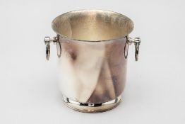 A SILVER PLATED TWIN HANDLED WINE COOLER