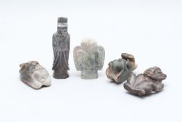 A GROUP OF ARCHAIC STYLE HARDSTONE CARVINGS