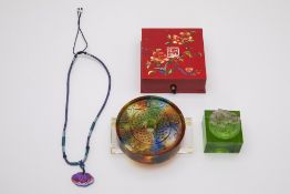 A GROUP OF LIULIGONGFANG ITEMS & SWAROVSKI NECKLACE