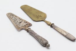 TWO FRENCH SILVER HANDLED SERVING UTENSILS