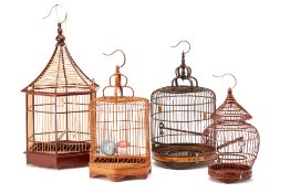 A GROUP OF FOUR BIRDCAGES