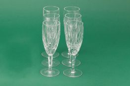 A SET OF SIX WATERFORD CRYSTAL CHAMPAGNE FLUTES