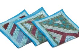 THREE EMBROIDERED PATCHWORK TABLE RUNNERS