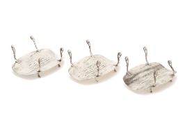 A SET OF THREE CHRISTOFLE SILVER PLATED ASPARAGUS DISHES