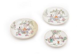 THREE CHINESE FAMILLE ROSE PORCELAIN DISHES