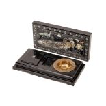 A MOTHER OF PEARL INLAID BLACK LACQUER BOX