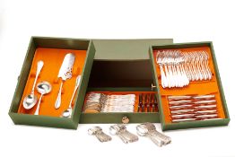 A SERVICE OF SILVER PLATED CUTLERY