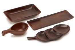 FOUR ROSEWOOD SERVING DISHES / BOWLS