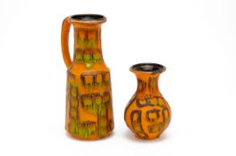 AN AUSTRIAN POTTERY VASE AND JUG