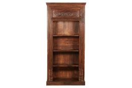 A LARGE CARVED INDIAN BOOKCASE