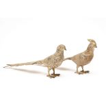TWO SILVER PLATED MODELS OF PHEASANTS