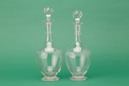 TWO FRENCH GLASS DECANTERS