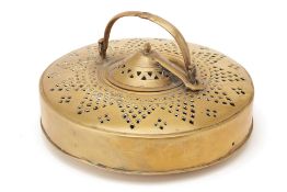 A CHINESE BRASS INCENSE BURNER OR WARMER