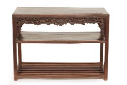 A CARVED HARDWOOD SIDE TABLE