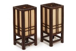 A PAIR OF LANTERN FORM TABLE LAMPS (2)