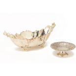 A SILVER PLATED BOWL AND PEDESTAL DISH