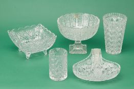 A GROUP OF LARGE CUT CRYSTAL ITEMS