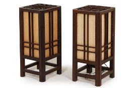 A PAIR OF LANTERN FORM TABLE LAMPS