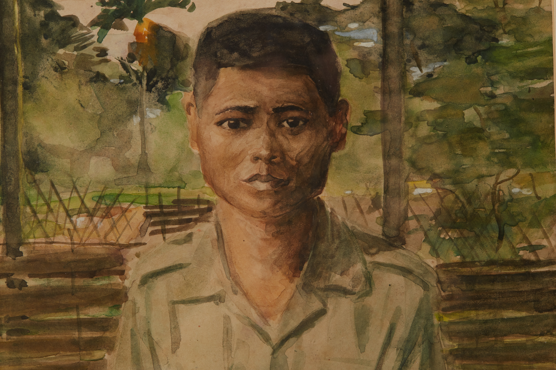 VIETNAMESE SCHOOL, CIRCA 1960 - STUDY OF A YOUNG SOLIDER - Image 2 of 2