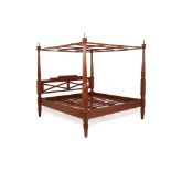 A TEAK FOUR POSTER BED