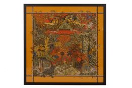 AN HERMES "JARDINS D'HIVER" SILK SCARF