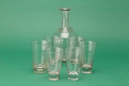 SIX ANTIQUE FRENCH CIDER GLASSES & A CARAFE