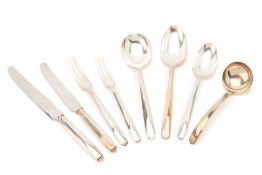 A SERVICE OF ART DECO SILVER PLATED CUTLERY BY GARRARD