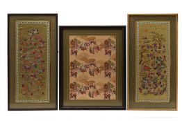 TWO EMBROIDERED SILK "100 BOYS' PANELS AND OTHER