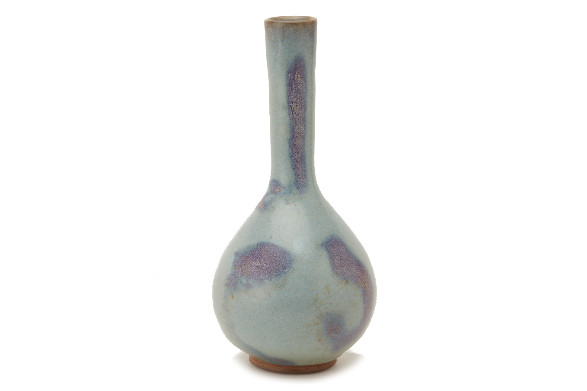 A JUN TYPE PURPLE SPLASHED BOTTLE VASE