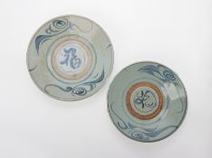 TWO CHINESE PROVINCIAL BLUE AND WHITE DISHES