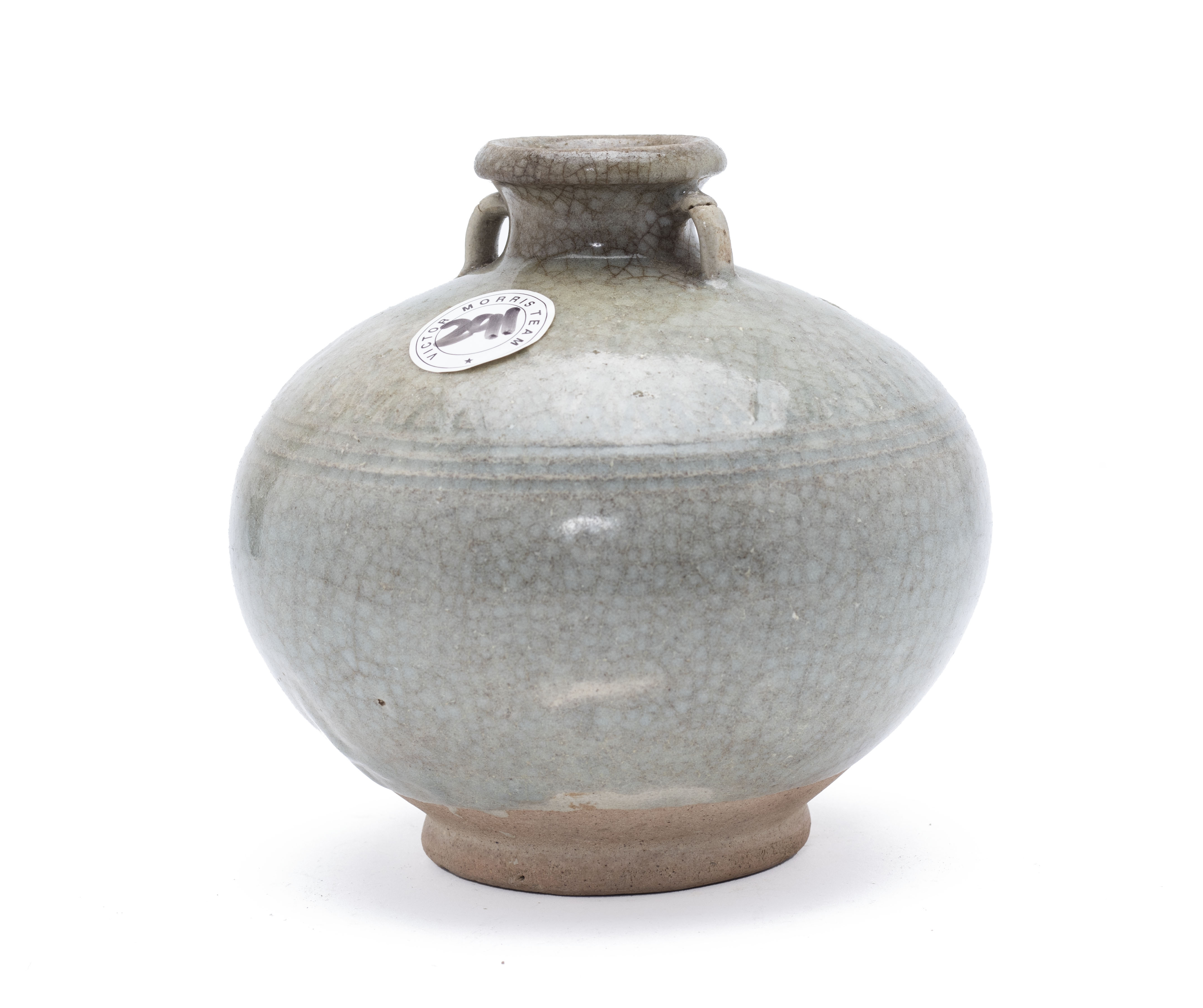 A CELADON TWIN HANDLED JAR - Image 2 of 4