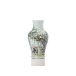 A CHINESE PORCELAIN SMALL VASE WITH A SCENE OF HORSES