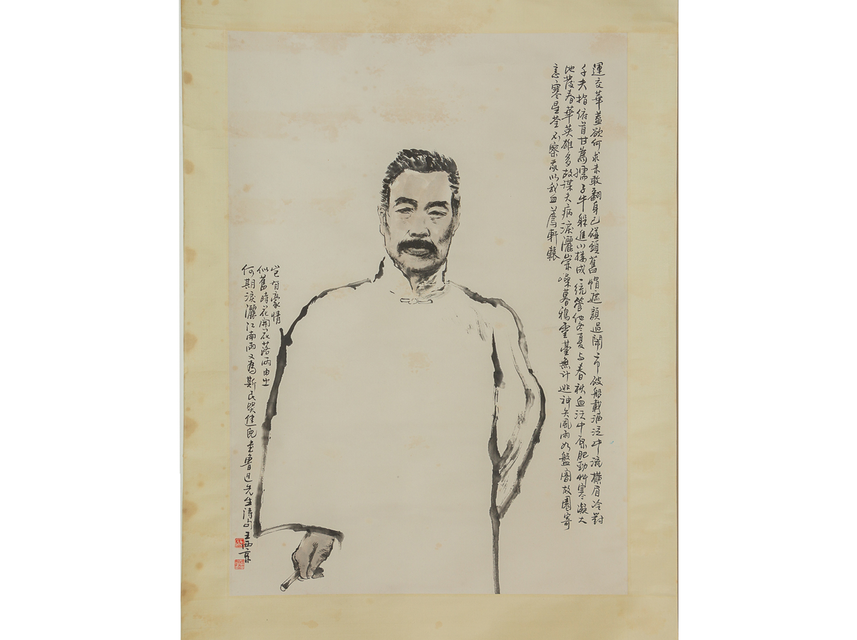 A CHINESE HANGING SCROLL OF A MALE FIGURE