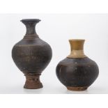 TWO KHMER BROWN GLAZED VASES