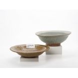 A CELADON GLAZED BOWL AND DISH