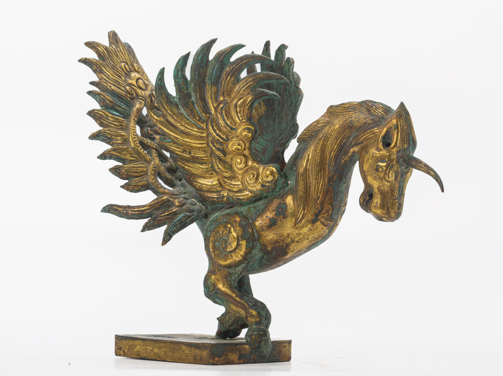 A GROUP OF THREE GILT COPPER REPOUSSE FIGURES OF ANIMALS - Image 3 of 12