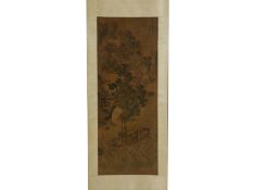 A CHINESE HANGING SCROLL OF A BOAT IN A STORM
