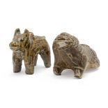 TWO GLAZED STONEWARE MODELS OF ANIMALS