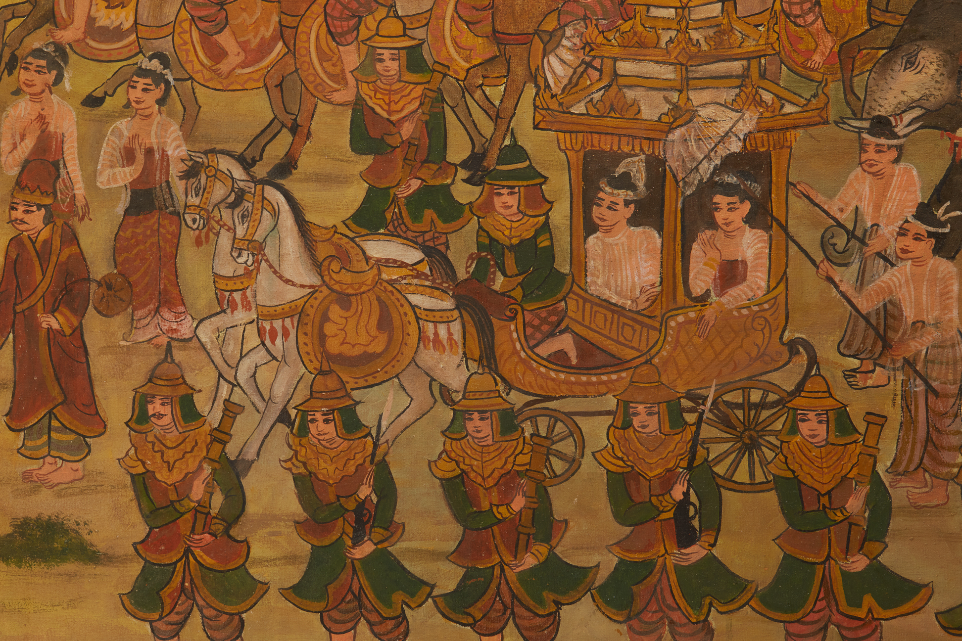 A BURMESE PROCESSIONAL PAINTING - Image 3 of 12