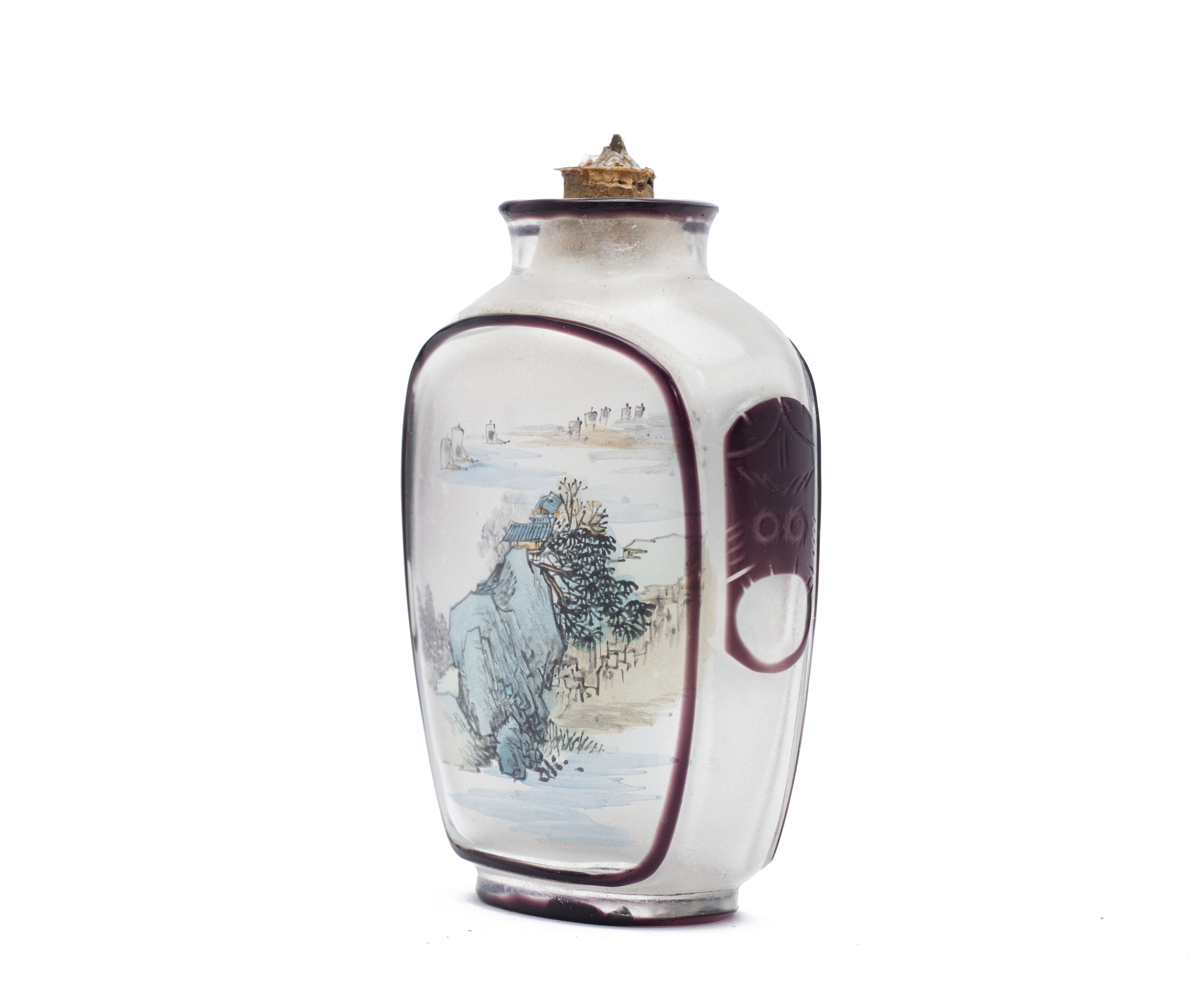 A CHINESE INSIDE PAINTED GLASS SNUFF BOTTLE - Image 3 of 4